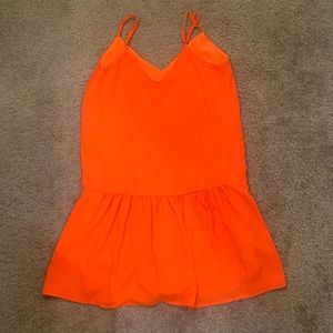Francesca’s Orange Wenn Drop Waist Dress - Size Small